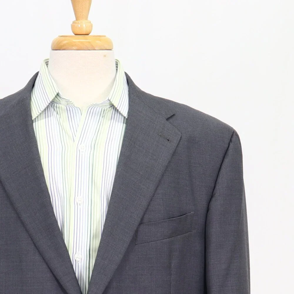 Joseph Abboud Union Made 46R Gray Blazer Sport Coat Jacket 2-Button Solid Y861